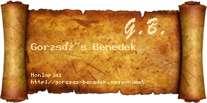 Gorzsás Benedek névjegykártya